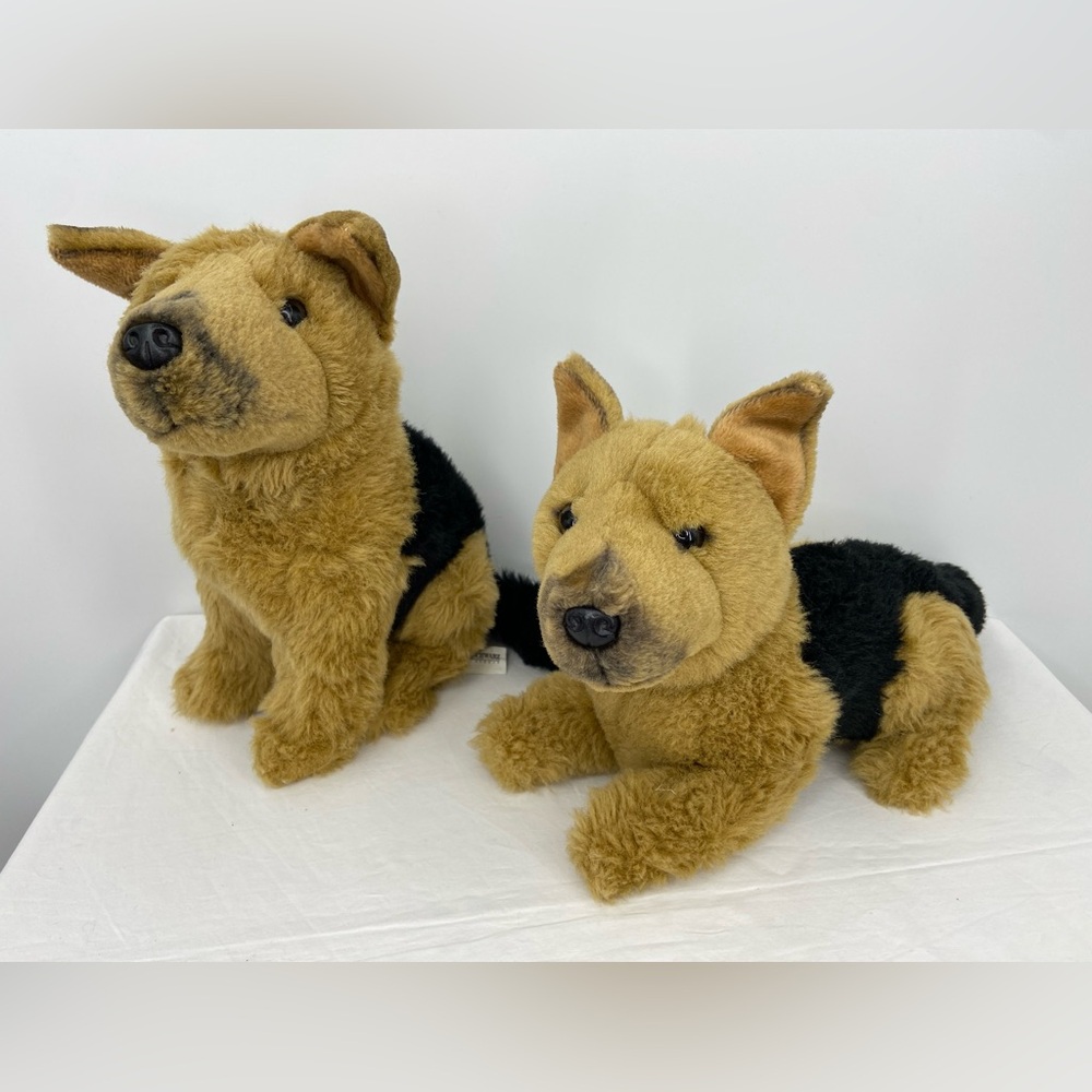 FAO Schwarz 2 German Shepherd Puppies Stuffed Plush